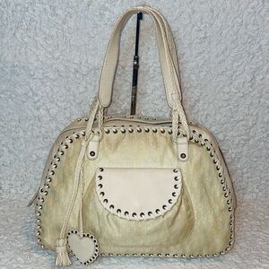 Christian Dior Diorissimo Oblique Whipstitch Vintage Heart Charm Bag in Cream